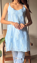 Load image into Gallery viewer, Women's Lakhnavi Handcrafted Chanderi Silk Chikankari Top - HONC0290683