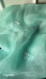 Load image into Gallery viewer, Kiara Women's Lakhnavi Handcrafted Pure Organza Chikankari Unstitched Kurta And Dupatta Set - HONC0225982