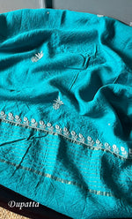 Load image into Gallery viewer, Women's Lakhnavi Handcrafted Munga Silk Chikankari Kurta And Dupatta Set- HONC0279953