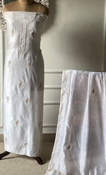 Load image into Gallery viewer, Women's Lakhnavi Handcrafted Chanderi Silk Unstitched Kurta And Dupatta Set - HONC06321967