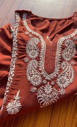 将图像加载到图库查看器中, Women's Lucknowi Handcrafted Modal Cotton Chikankari Kurti - HONC0298733