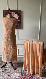 Load image into Gallery viewer, Women's Lakhnavi Handcrafted Pure Silk Georgette Chikankari Kurta And Dupatta Set - HONC0271654