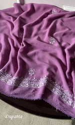 Load image into Gallery viewer, Women's Lakhnavi Handcrafted Pure Silk Georgette Chikankari Suit Material -  HONC0188582