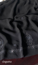 Load image into Gallery viewer, Women's Lakhnavi Handcrafted Viscose Georgette Chikankari Semi-Stiched Full Suit Material - HONC0142742