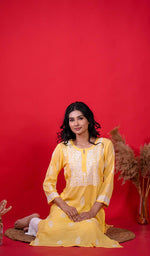 Load image into Gallery viewer, Rupam Women's Lucknowi Handcrafted Modal Cotton Chikankari Kurti - HONC0213698