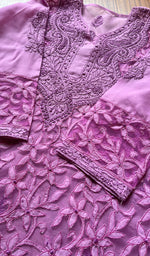 将图像加载到图库查看器中, Women's Lakhnavi Handcrafted Cotton Chikankari Kurti - NC065015