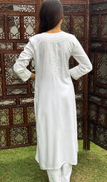 将图像加载到图库查看器中, Women's Lucknowi Handcrafted Modal Cotton Chikankari Kurti - HONC0272597