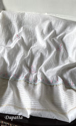 将图像加载到图库查看器中, Women's Lakhnavi Handcrafted Unstitched Mul Chanderi Kurta And Dupatta Set - HONC0323591