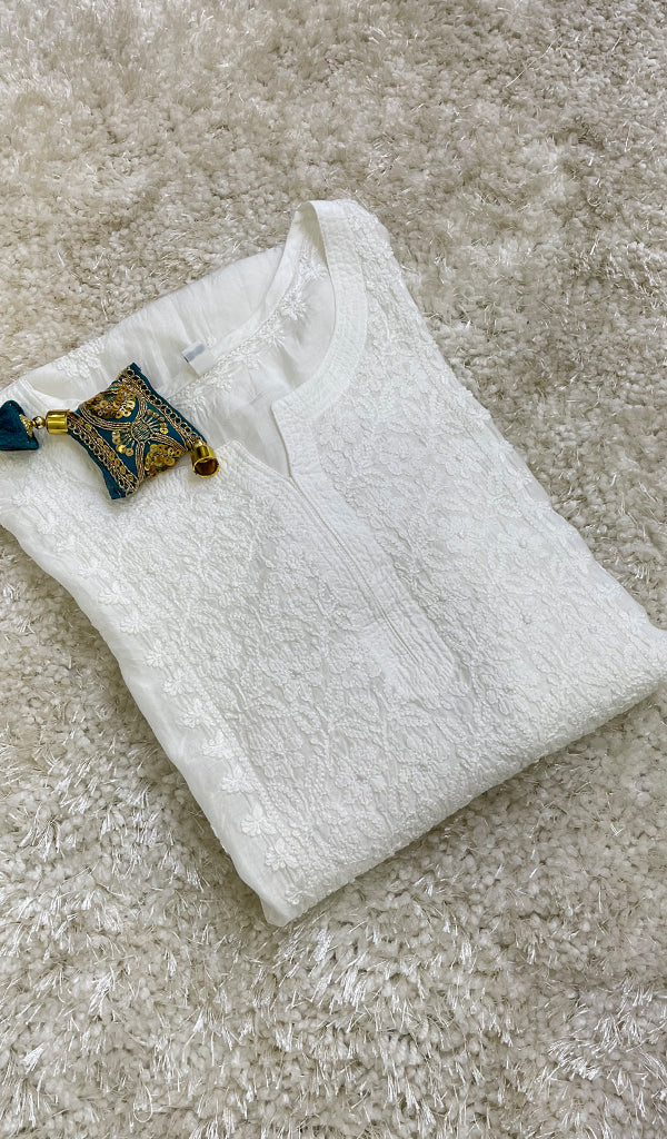Women's Lucknowi Handcrafted Muslin Chikankari Kurti - HONC0153469