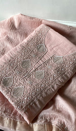 将图像加载到图库查看器中, Women's Lakhnavi Handcrafted Mul Chanderi Unstitched Chikankari Full Suit Material - HONC0314655