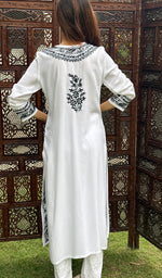 Load image into Gallery viewer, Women's Lucknowi Handcrafted Modal Cotton Chikankari Kurti - HONC0272594
