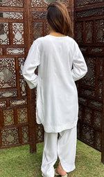 Load image into Gallery viewer, Women's Lakhnavi Handcrafted Modal Cotton Chikankari Top And Pant Set  - HONC0267544