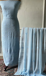 将图像加载到图库查看器中, Women's Lakhnavi Handcrafted Viscose Georgette Chikankari Full Suit Material - HONC0317918