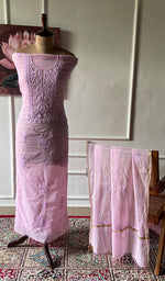 Load image into Gallery viewer, Women's Lakhnavi Handcrafted Chanderi Silk Unstitched Chikankari Full Suit - HONC0344631