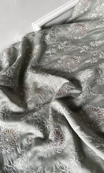 Load image into Gallery viewer, Women's Lakhnavi Handcrafted Munga Silk Chikankari Unstitched Kurti Fabric - HONC0316123