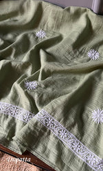 Load image into Gallery viewer, Alishba Women's Lucknowi Handcrafted Kota Cotton Chikankari Unstitched Kurta And Dupatta Set - HONC0312652