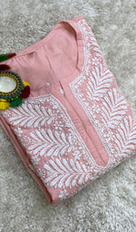 Load image into Gallery viewer, Cotton Pink Lucknowi Chikankari kurta