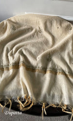 将图像加载到图库查看器中, Women's Lakhnavi Handcrafted Mul Chanderi Unstitched Chikankari Full Suit Material - HONC0282287