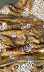 Load image into Gallery viewer, Women's Lakhnavi Handcrafted Cotton Chikankari Unstitched Kurti Fabric - HONC0284379