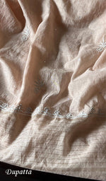 Load image into Gallery viewer, Women's Lakhnavi Handcrafted Mul Chanderi Chikankari Semi Stitched Anarkali And Dupatta Set- HONC0277640