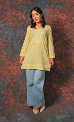 Load image into Gallery viewer, Women's Lakhnavi Handcrafted Cotton Chikankari Top - HONC0331498