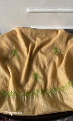 Load image into Gallery viewer, Women's Lakhnavi Handcrafted Mul Chanderi Semi - Stitched Angrakha And Dupatta Set - HONC0326283