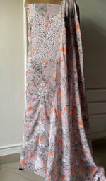 Load image into Gallery viewer, Women's Lakhnavi Handcrafted Cotton Chikankari Kurta And Kurta Dupatta Set - HONC0264801