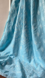 Load image into Gallery viewer, Fairoz Women's Lakhnavi Handcrafted Cotton Chikankari Saree - HONC0232512