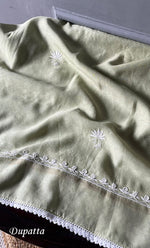 Load image into Gallery viewer, Women's Lakhnavi Handcrafted Maheshwari Mul Chanderi Unstitched Kurta And Dupatta Set - HONC0296171