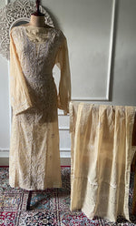 Load image into Gallery viewer, Women's Lakhnavi Handcrafted Mul Chanderi Semi - Stitched Kurta And Dupatta Set - HONC0295396