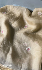 Load image into Gallery viewer, Rose Women's Lakhnavi Handcrafted Pure Organza Chikankari Unstitched Kurta And Dupatta Set- HONC0310180