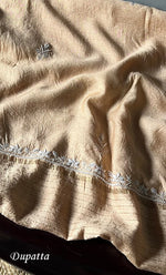 Load image into Gallery viewer, Women's Lakhnavi Handcrafted Munga Silk Unstitched Chikankari Kurta And Dupatta Set- HONC0283181