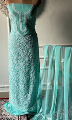 Load image into Gallery viewer, Women's Lucknowi Handcrafted Faux-Georgette Chikankari Suit Material - HONC0263368