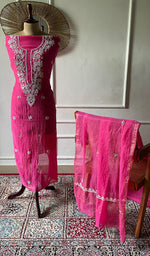 将图像加载到图库查看器中, Nyla Women's Lakhnavi Handcrafted Mul Chanderi Unstitched Chikankari Full Suit Material - HONC0352599