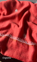 Load image into Gallery viewer, Women's Lakhnavi Handcrafted Munga Silk Chikankari Kurta And Dupatta Set- HONC0281962