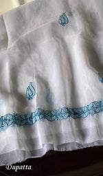Load image into Gallery viewer, White Color Women Lucknowi Handcrafted Faux-Georgette Chikankari Semi - Stitched Suit Material