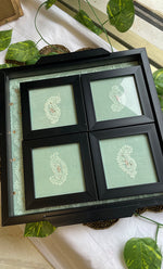 Load image into Gallery viewer, Handcrafted Chikankari Embroidered Wooden Coaster Set – (Set of 4) - HONC0313508