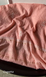 Load image into Gallery viewer, Women's Lakhnavi Handcrafted Mul Chanderi Semi - Stitched Kurta And Dupatta Set- HONC0305141