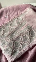 Load image into Gallery viewer, Mehar Women's Lakhnavi Handcrafted Mul Chanderi Semi - Stitched Kurta And Dupatta Set - HONC0596464