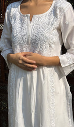 Load image into Gallery viewer, Women's Lucknowi Handcrafted Chanderi Silk Chikankari Kurti - HONC0256313