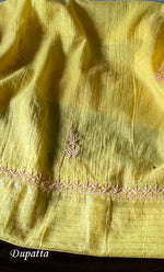 Load image into Gallery viewer, Women's Lakhnavi Handcrafted Mul Chanderi Semi - Stitched Anarkali And Dupatta Set - HONC0296488