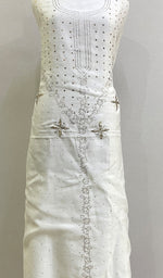 将图像加载到图库查看器中, Women's Lakhnavi Handcrafted Chanderi Silk Chikankari Unstitched Kurti Fabric - HONC0155602