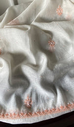 Load image into Gallery viewer, Shirin Women's Lakhnavi Handcrafted Mul Chanderi Unstitched Kurta And Dupatta Set - HONC0253637