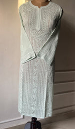 将图像加载到图库查看器中, Women's Lakhnavi Handcrafted Viscose Georgette Chikankari Kurti- HONC0276117