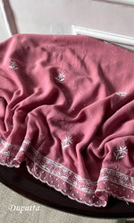 Load image into Gallery viewer, Women's Lakhnavi Handcrafted Pure Silk Georgette Chikankari Kurta And Dupatta Set- HONC0291005