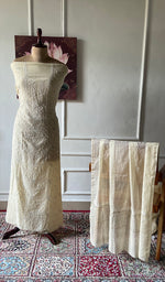 Load image into Gallery viewer, Women's Lakhnavi Handcrafted Mul Chanderi Unstitched Chikankari Full Suit - HONC0370550