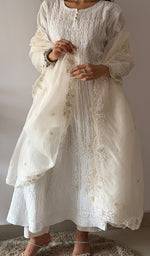 Load image into Gallery viewer, Women's Lucknowi Handcrafted Pure Organza Silk Chikankari Dupatta - HONC0380139
