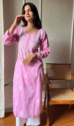 Load image into Gallery viewer, Women's Lucknowi Handcrafted Cotton Chikankari Kurti - HONC0290209