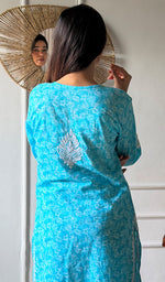 将图像加载到图库查看器中, Shagufta Women's Lakhnavi Handcrafted Cotton Chikankari Kurti - HONC0350632