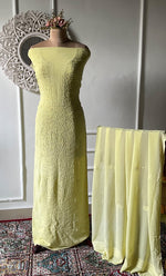 将图像加载到图库查看器中, Women's Lakhnavi Handcrafted Viscose Georgette Chikankari Full Suit Material - HONC0312590